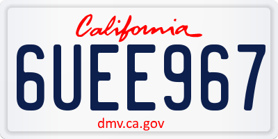 CA license plate 6UEE967