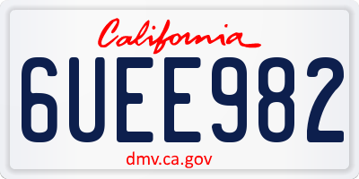 CA license plate 6UEE982