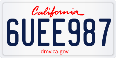 CA license plate 6UEE987
