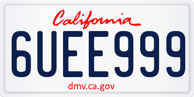CA license plate 6UEE999
