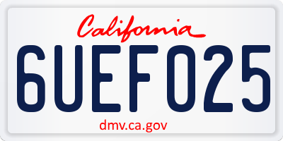 CA license plate 6UEF025