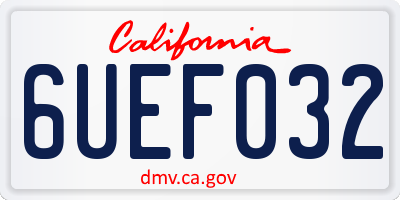 CA license plate 6UEF032
