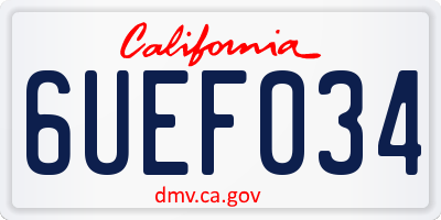 CA license plate 6UEF034