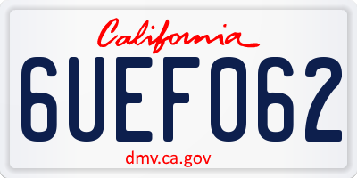CA license plate 6UEF062