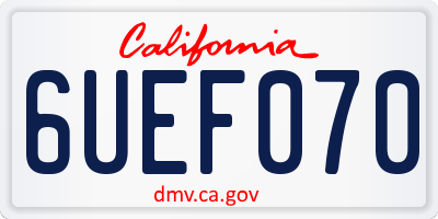 CA license plate 6UEF070