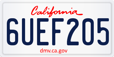 CA license plate 6UEF205