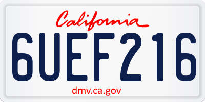 CA license plate 6UEF216