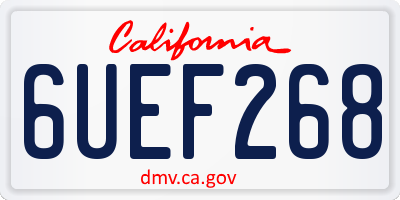 CA license plate 6UEF268