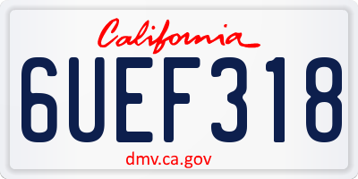 CA license plate 6UEF318