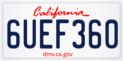 CA license plate 6UEF360