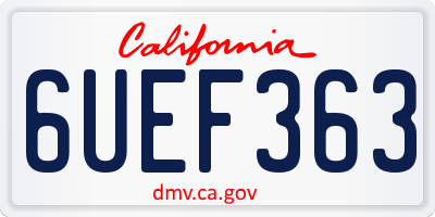 CA license plate 6UEF363