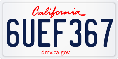 CA license plate 6UEF367