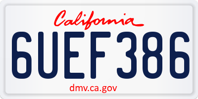 CA license plate 6UEF386