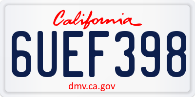CA license plate 6UEF398