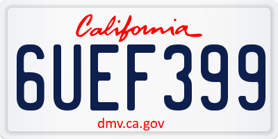 CA license plate 6UEF399