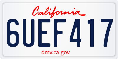 CA license plate 6UEF417