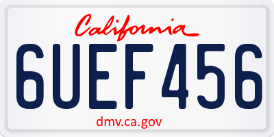 CA license plate 6UEF456