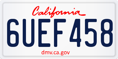 CA license plate 6UEF458