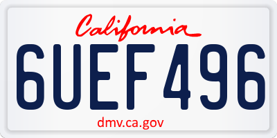 CA license plate 6UEF496