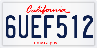CA license plate 6UEF512