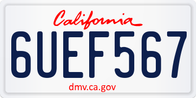 CA license plate 6UEF567