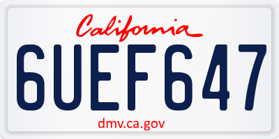 CA license plate 6UEF647