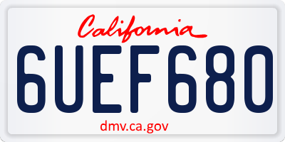 CA license plate 6UEF680