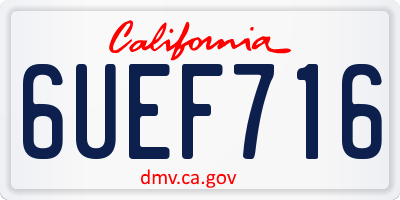 CA license plate 6UEF716