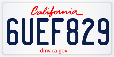 CA license plate 6UEF829
