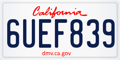 CA license plate 6UEF839