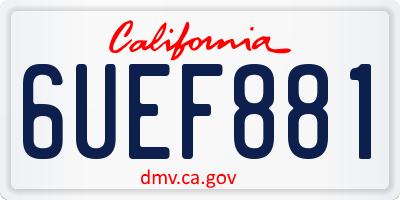 CA license plate 6UEF881