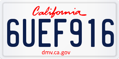 CA license plate 6UEF916