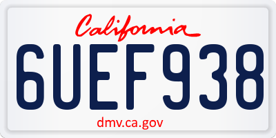 CA license plate 6UEF938