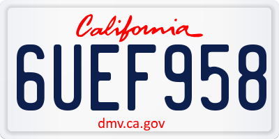 CA license plate 6UEF958