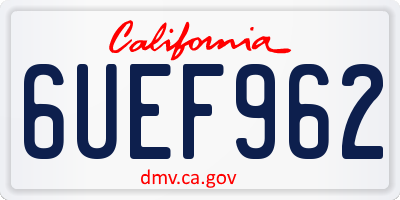 CA license plate 6UEF962