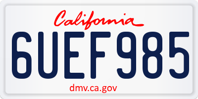 CA license plate 6UEF985