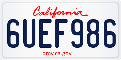 CA license plate 6UEF986