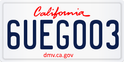 CA license plate 6UEG003