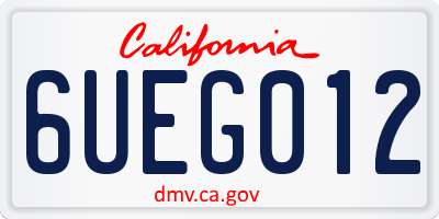 CA license plate 6UEG012