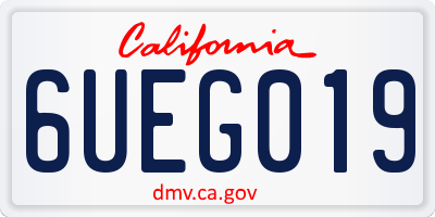 CA license plate 6UEG019