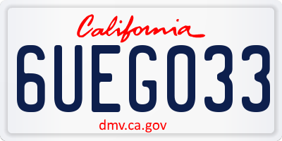 CA license plate 6UEG033