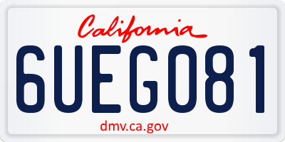 CA license plate 6UEG081