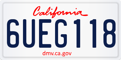 CA license plate 6UEG118