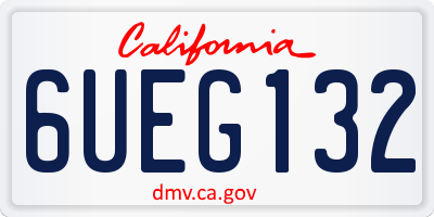 CA license plate 6UEG132