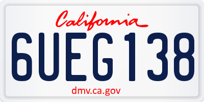 CA license plate 6UEG138