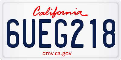 CA license plate 6UEG218