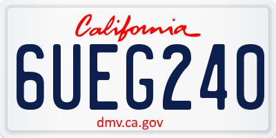 CA license plate 6UEG240