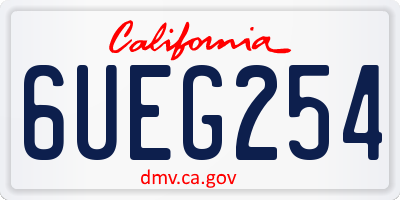 CA license plate 6UEG254