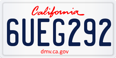 CA license plate 6UEG292