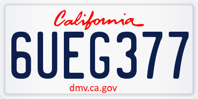 CA license plate 6UEG377